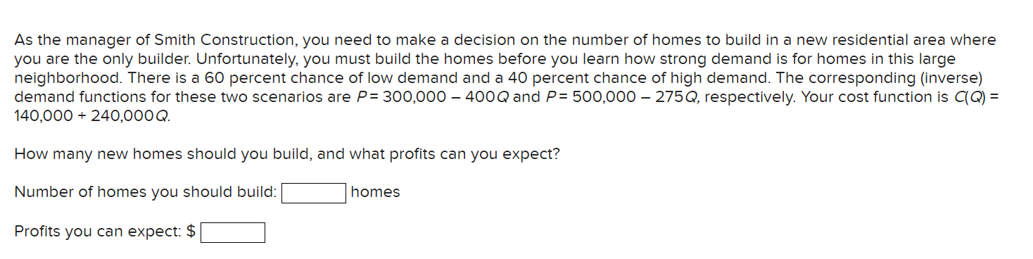  Help please! As the manager of Smith Construction, you need to