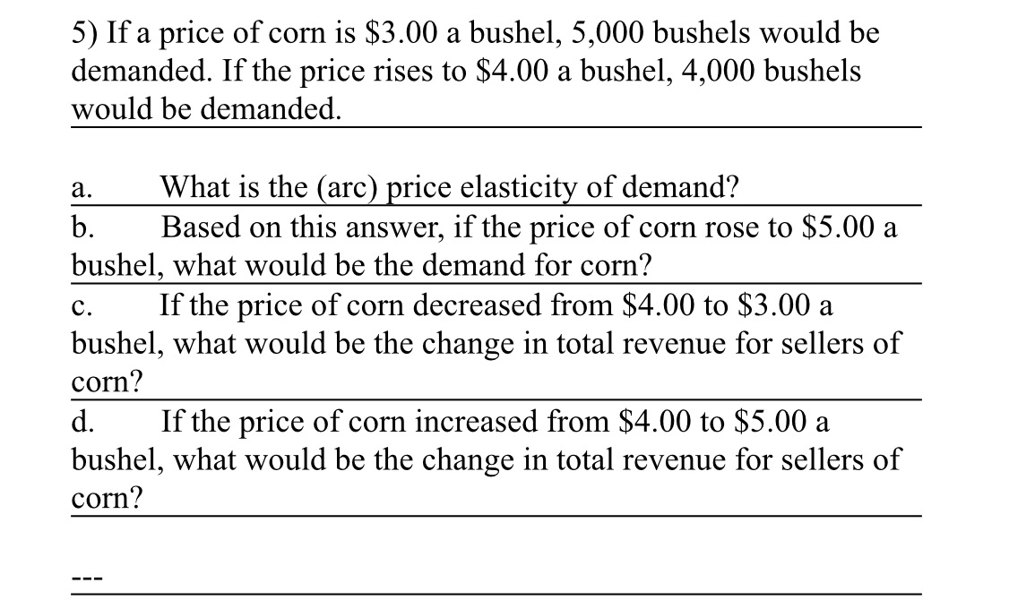 both seller and buyer point of view. 5) If a price of