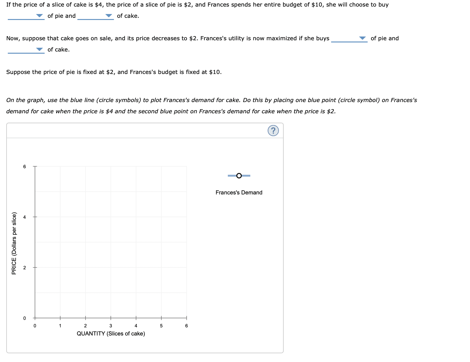 (Pp ) is fixed at $2. Table A shows Frances's marginal utility