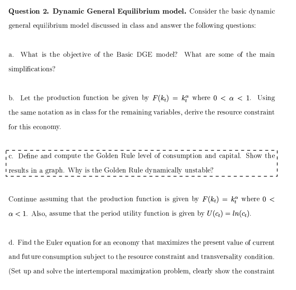 following questions: a. What is the objective of the Basic DGE model?