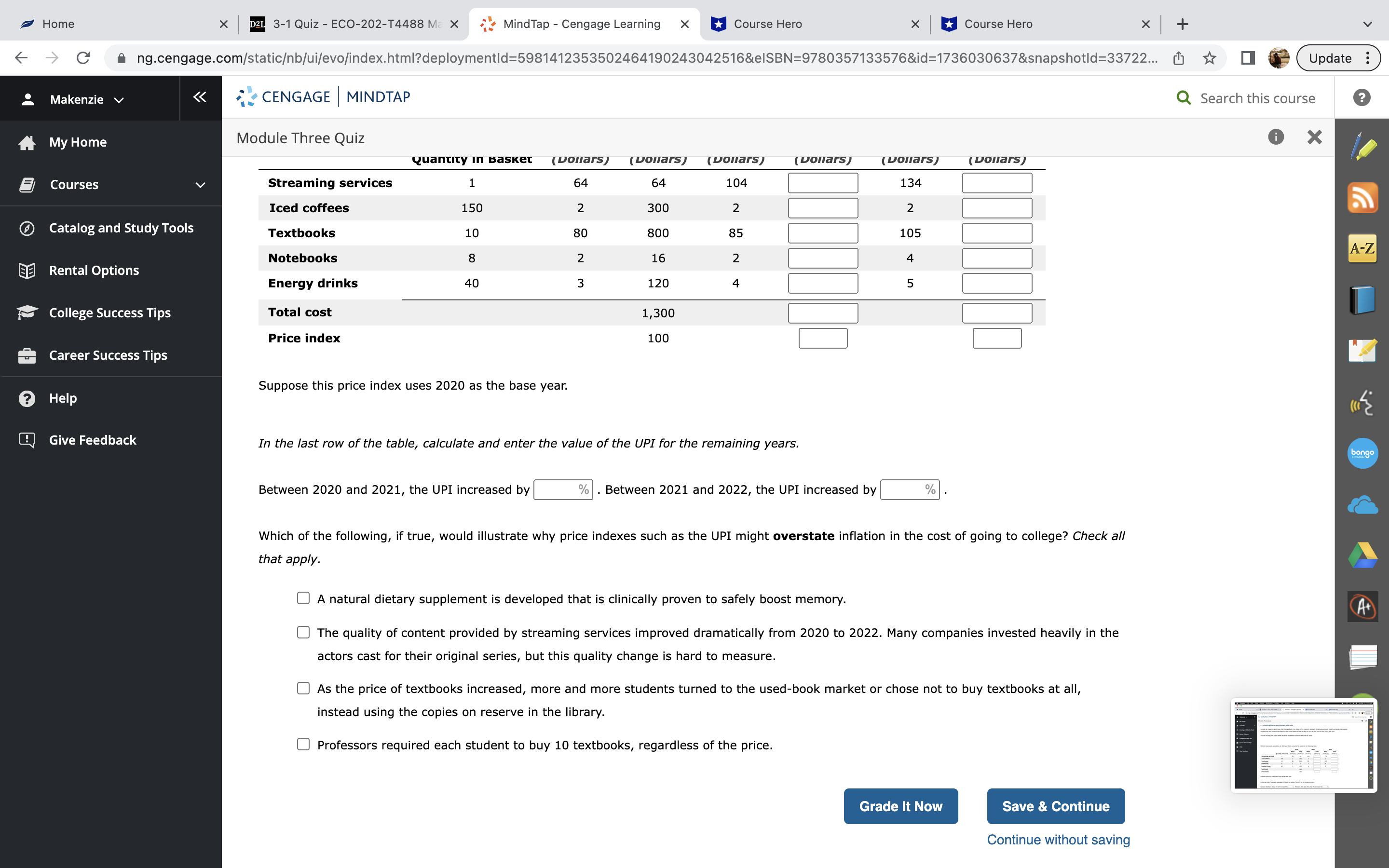 C 6 rig.cengagecom/staticb/ui/evo/index.html?deploymentld:5981412353502464190243042516&elSBN:9780357133576&id:'l736030637&snapshotld:33722... d] 1": El '5 Makenzie V : CENGAGE |