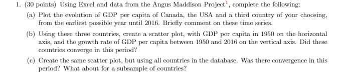 Project , complete the following: (a) Plot the evolution of GDP per