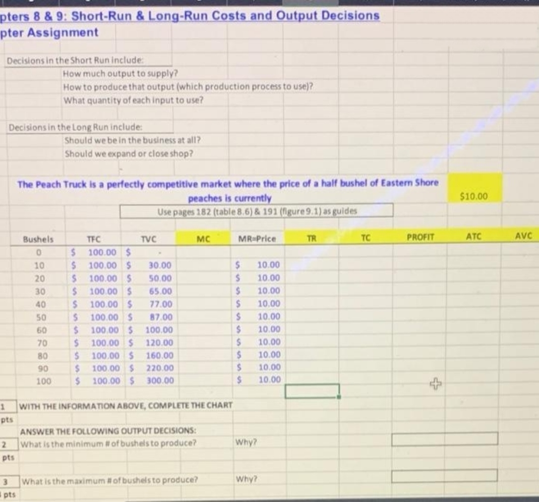  answer asap pters 8 & 9: Short-Run & Long-Run Costs and