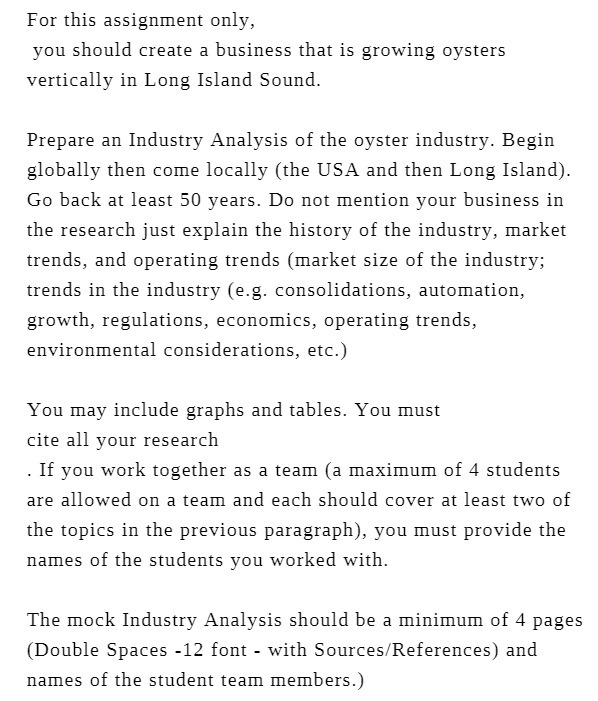 For this assignment only, you should create a business that is