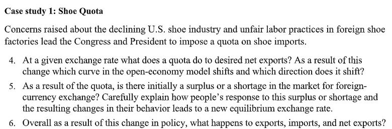  Case study 1: Shoe Quota Concerns raised about the declining U.S.