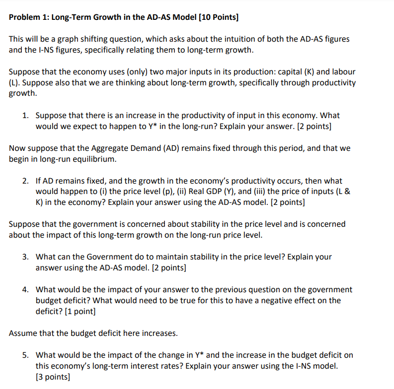  Problem 1: Long-Term Growth In the All-AS Model [1!] Points] This