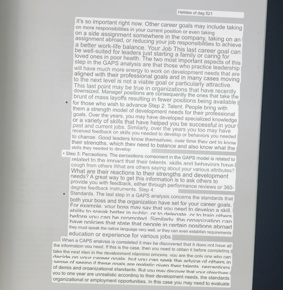 links, carry out your own GAPS analysis sample (personal analysis) page 534