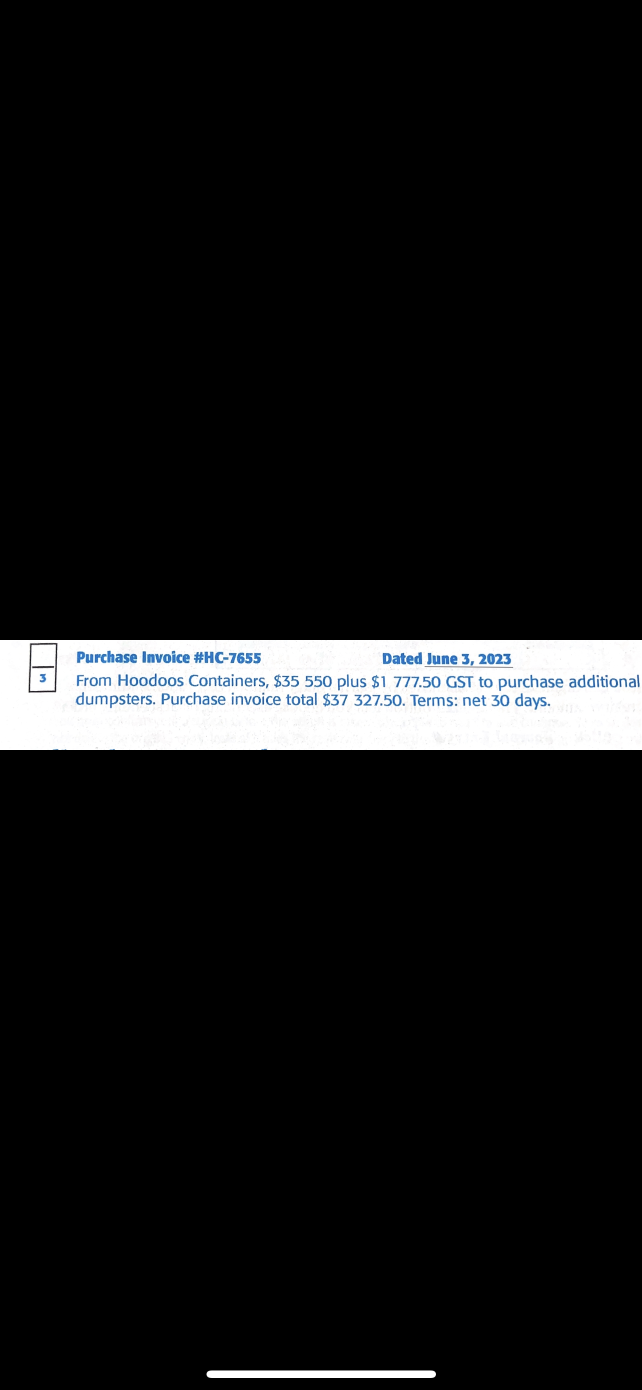 Purchase Invoice #HC-7655 Dated June 3, 2023 3 From Hoodoos Containers,