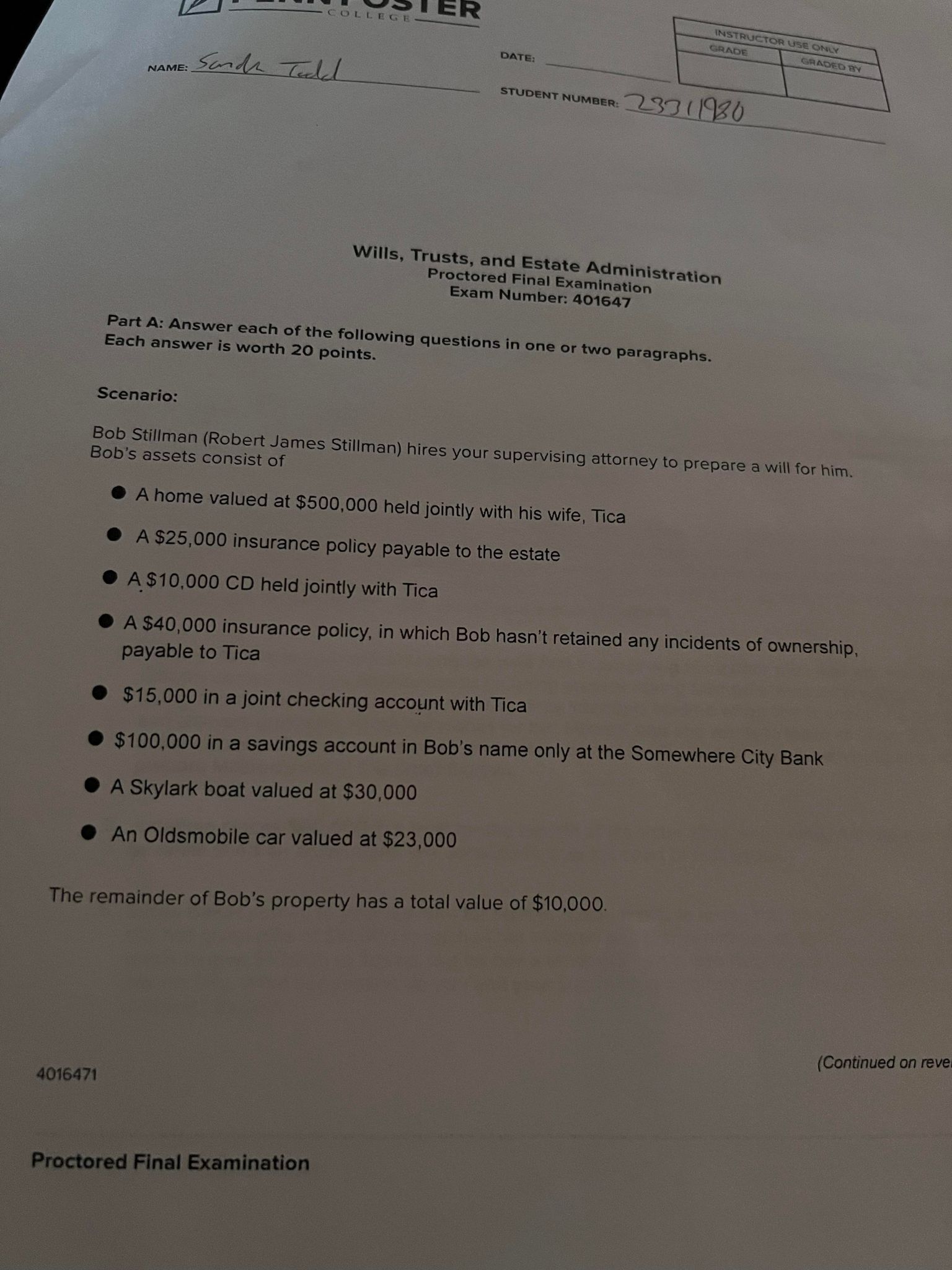  I need help with drafting a will for this wills question!