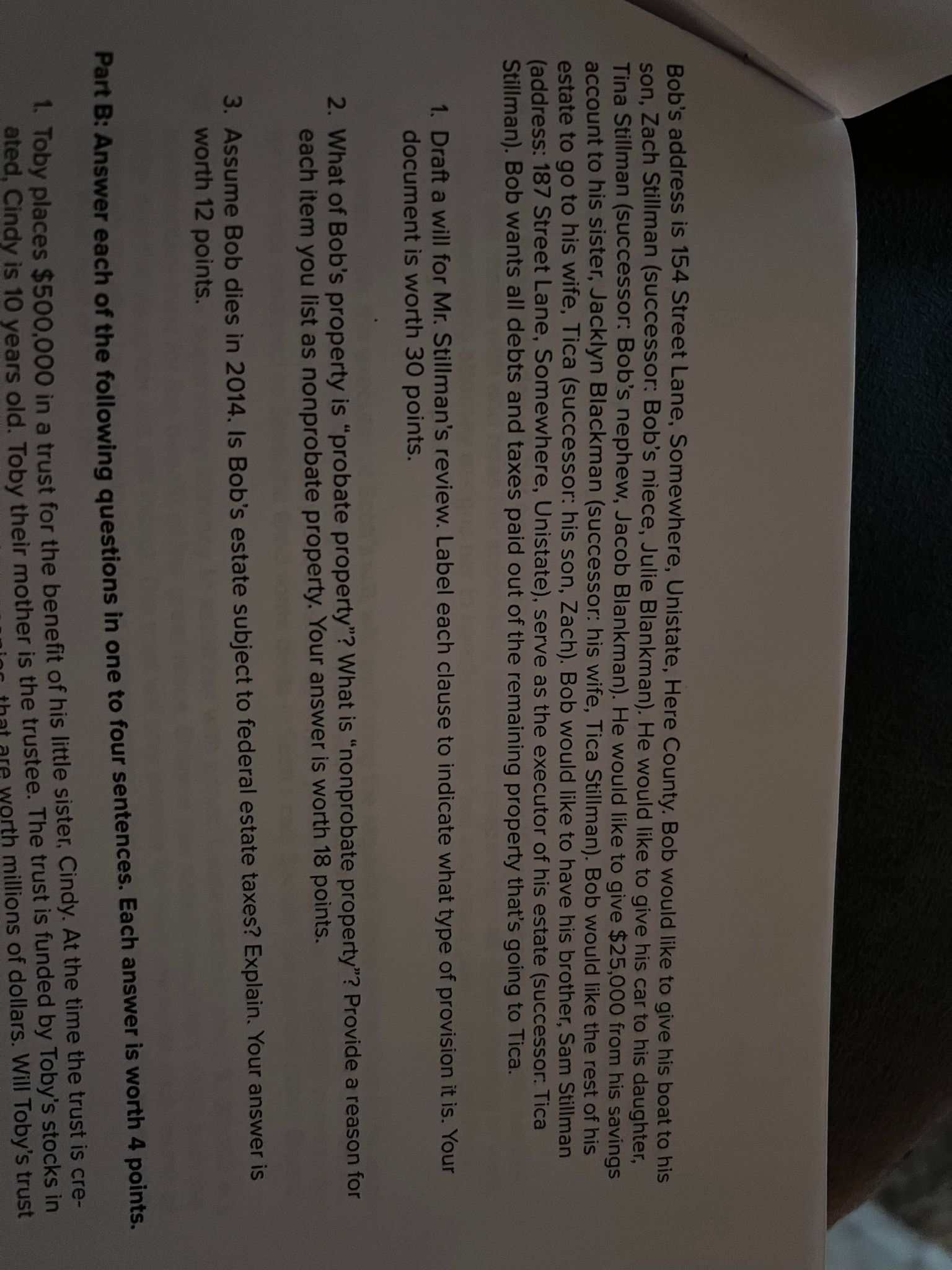 Final Examination Exam Number: 401647 Part A: Answer each of the following