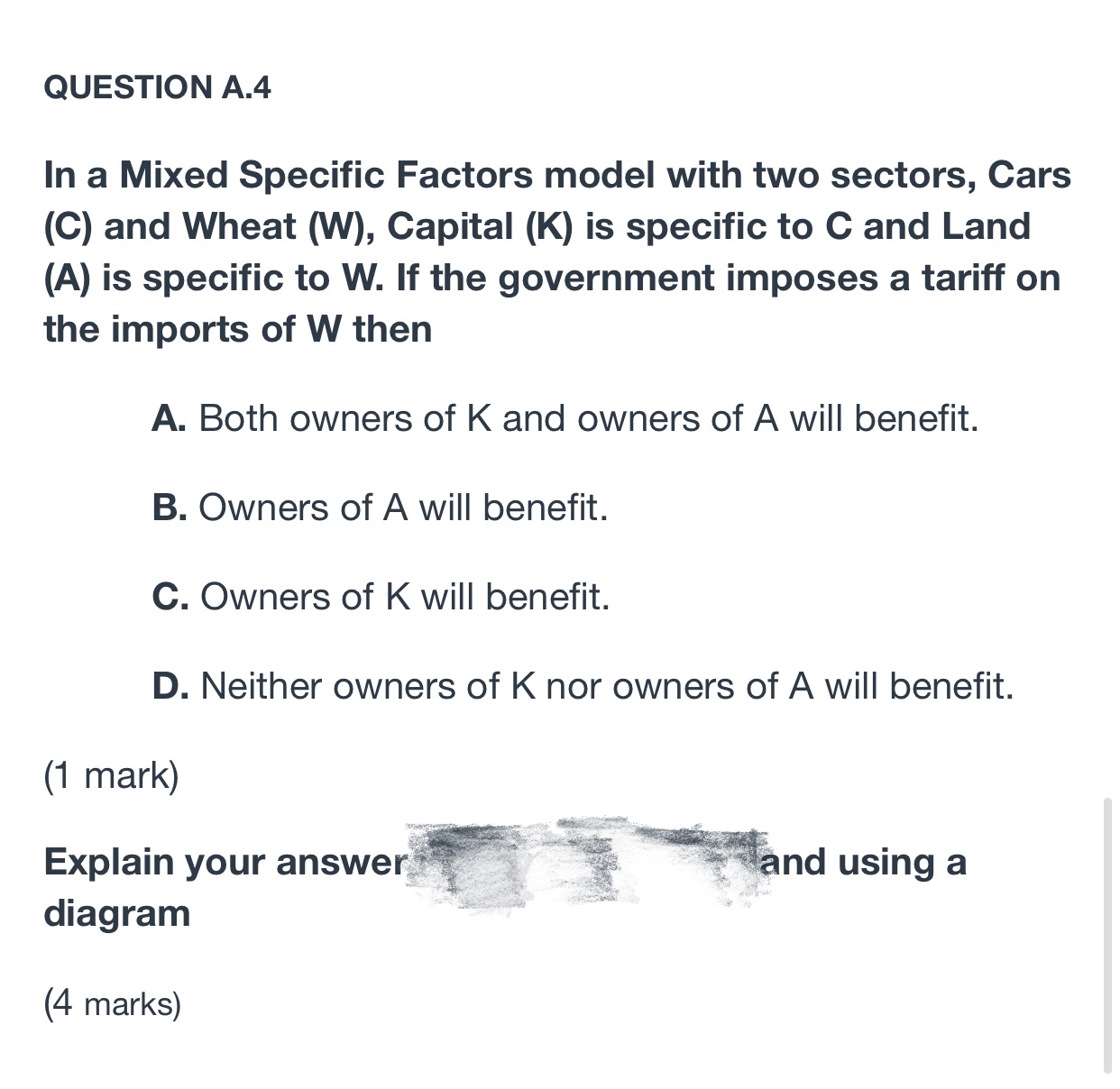 answers explained (best using a diagram) QUESTION A.5 A country imposing a