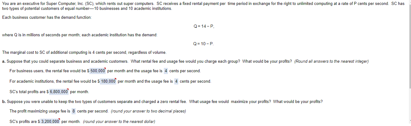  Question part c You are an executive for Super Computer, Inc