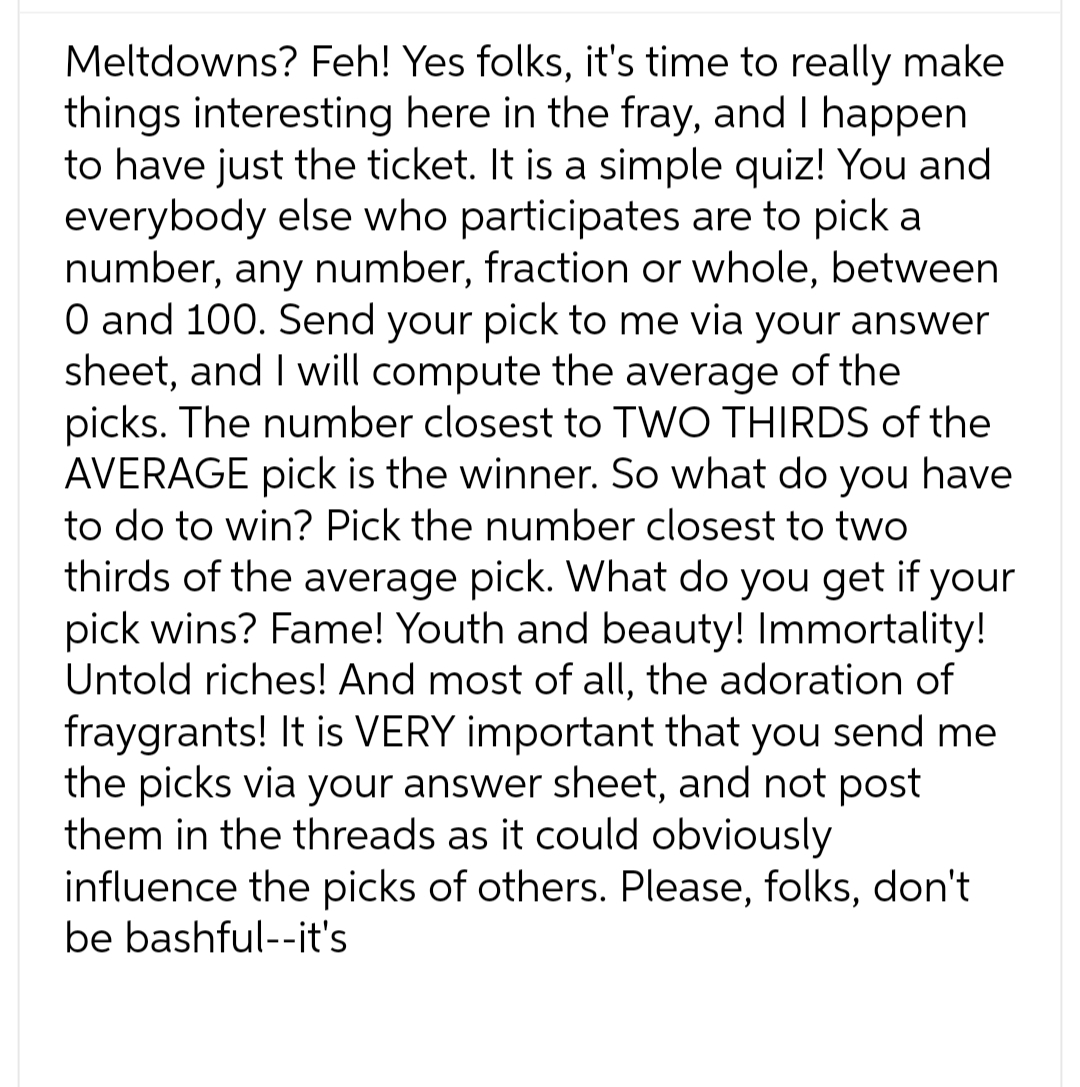  Meltdowns? Feh! Yes folks, it's time to really make things interesting