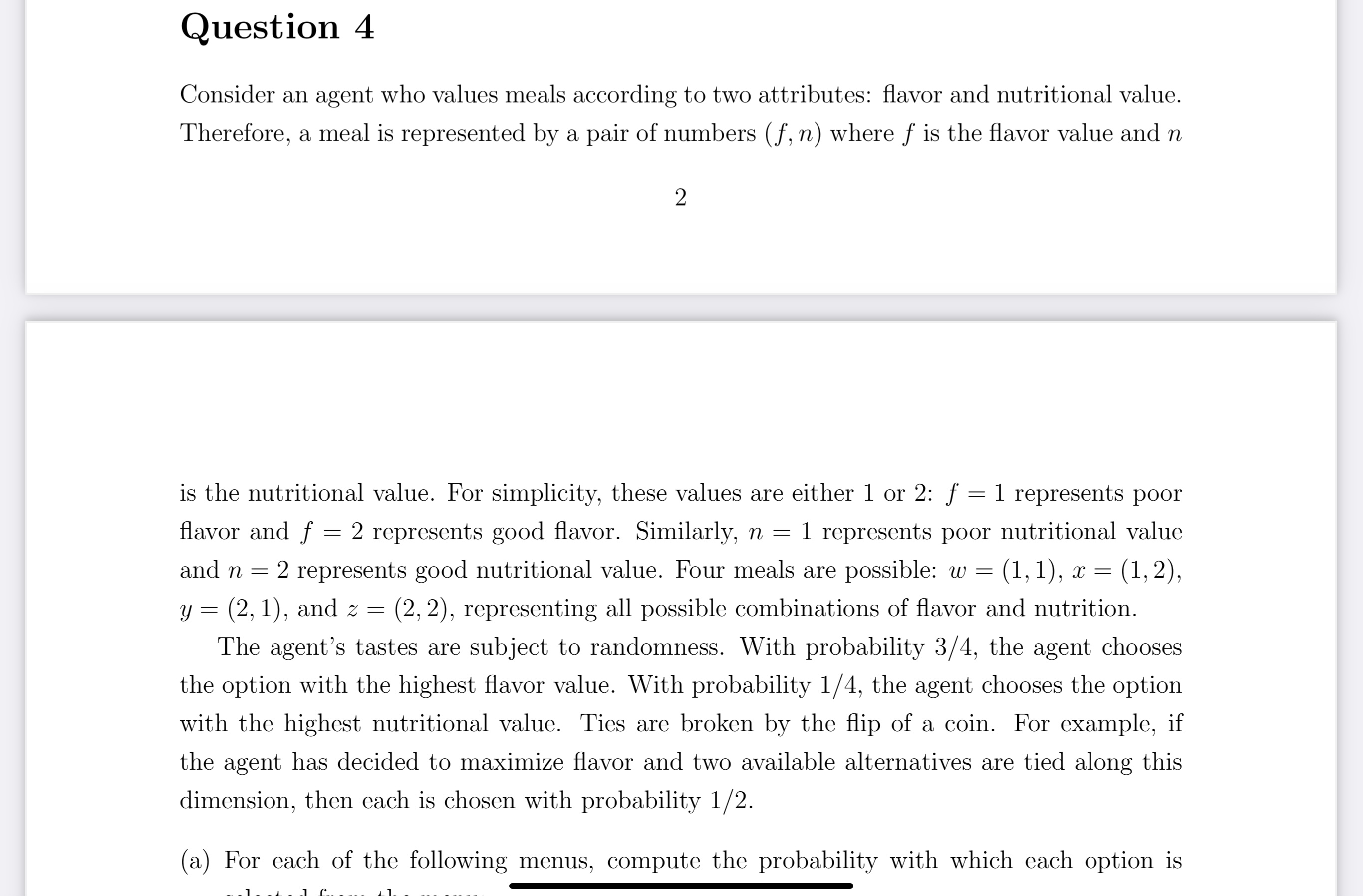 represents poor nutritional value and n = 2 represents good nutritional value.