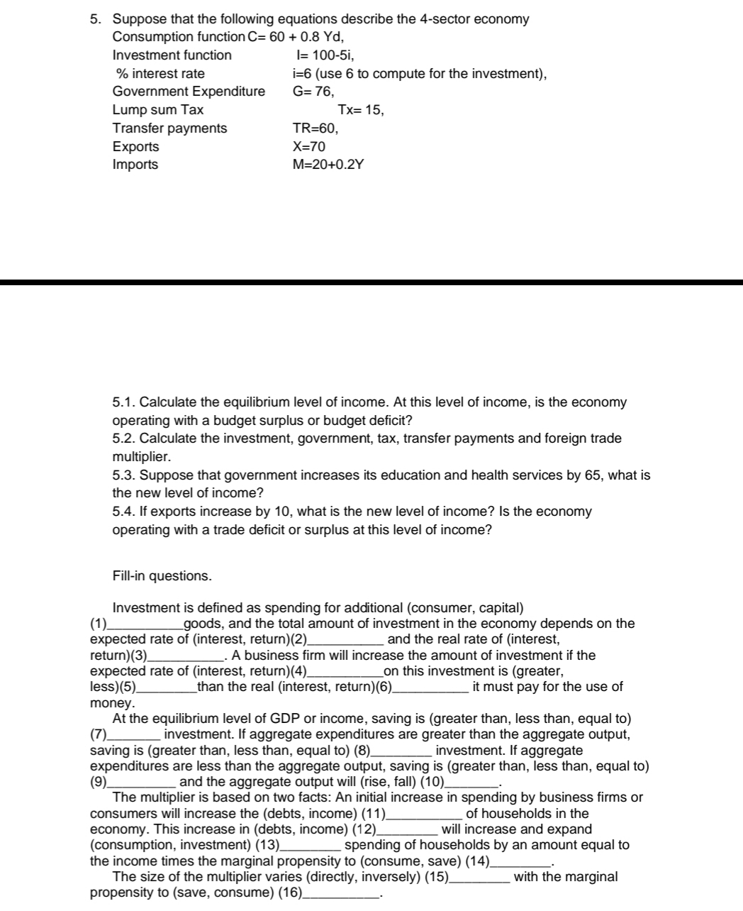  For item no. 5, please provide a solution and brief explanation.