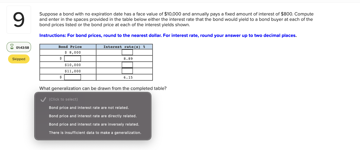  Suppose a bond with no expiration date has a face value
