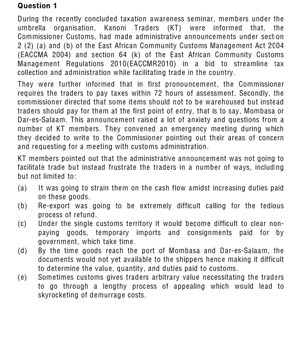 was 1 USD = Shs 3699.02. (10 marks) (Total 50 marks) SECTION