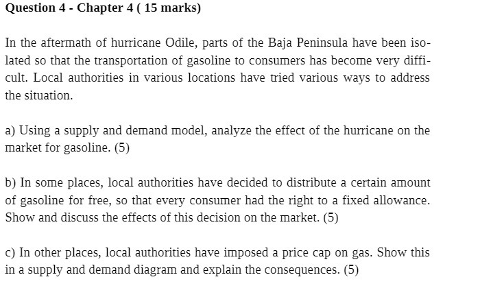  Question 4 - Chapter 4 [ 15 marks] In the aftermath