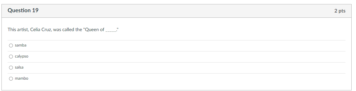 to which Latin American rhythmic style? O rumba O habanera O mambo