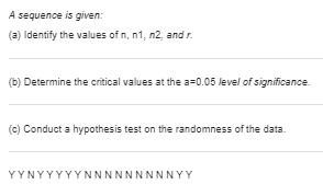 the a=0.05 level of significance. (c) Conduct a hypothesis test on the