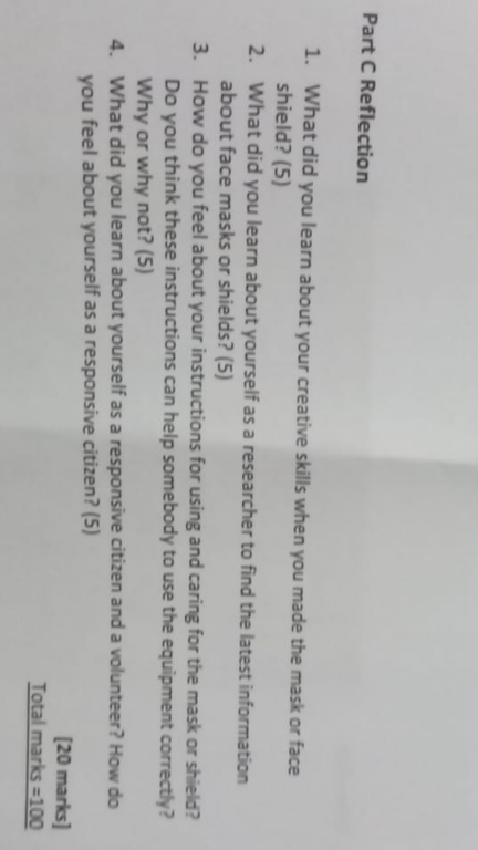 can you please help me with this work Part C Reflection