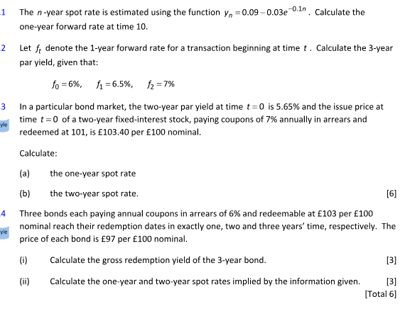 0." . Calculate the one-year forward rate at time 10. 2 Let