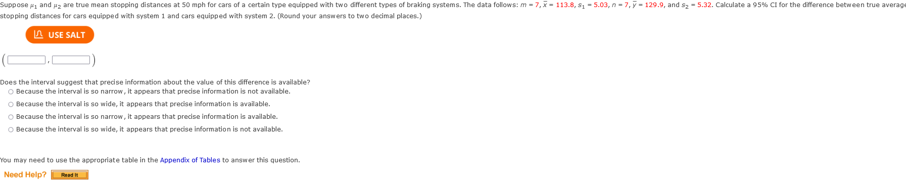 LA USE SALT State the relevant hypotheses. (Use uj for the strawberry