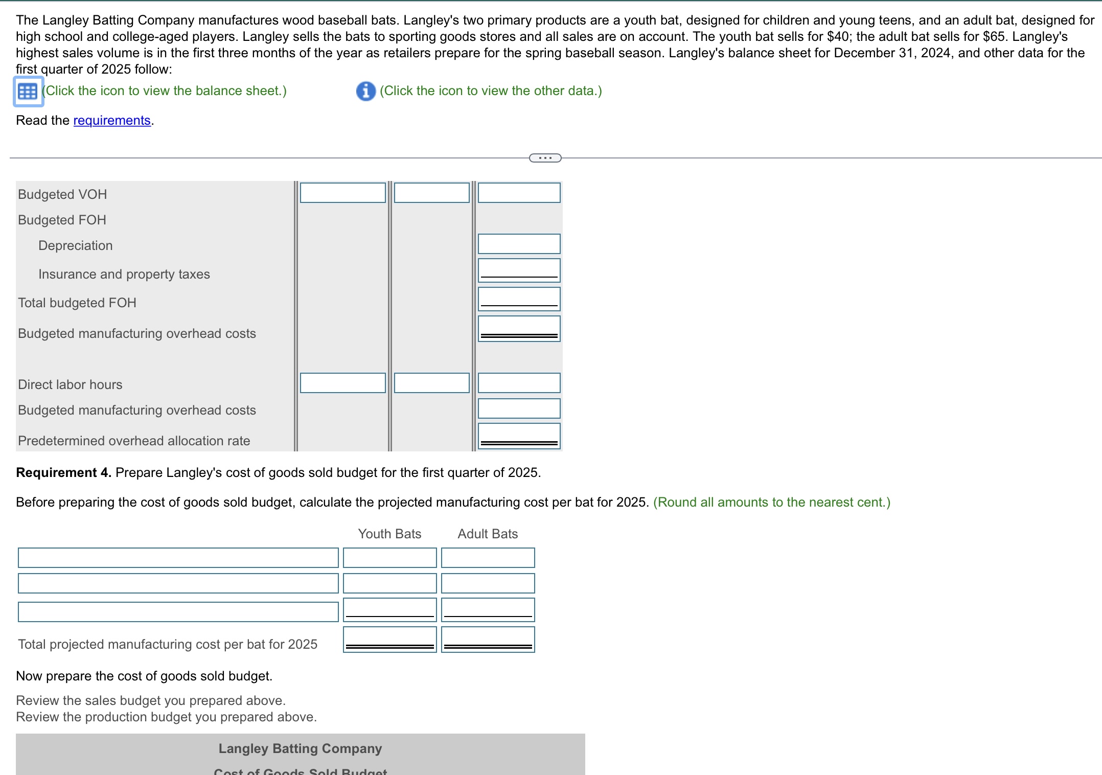 Langley Batting Company highest sales volume is in the first three months
