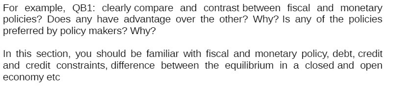 For example, (331: clearly compare and contrast between fiscal and monetary