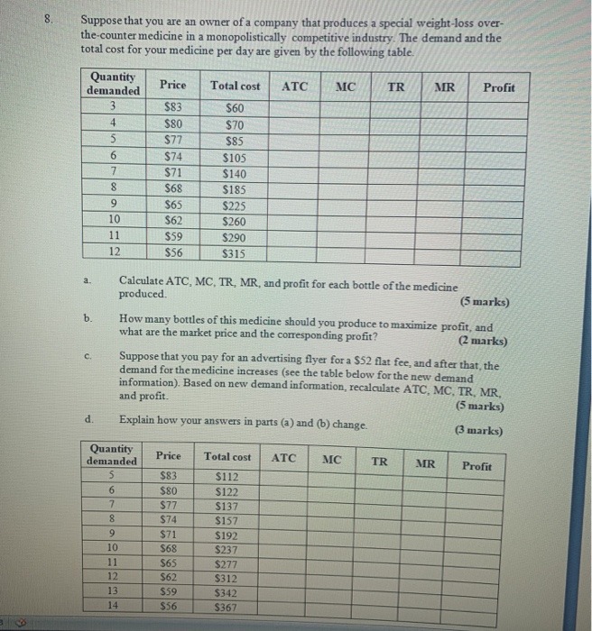 given by Q = 8 115;: Its cost per unit is consla