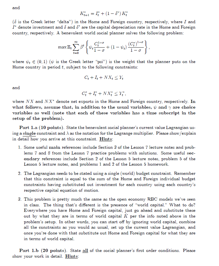 and Foreign {Foreign variables that need not be equal to Home variables