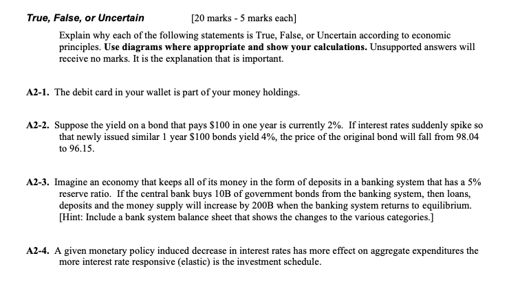 211-3 211-4 Explain why each of the following statements is True1 False,