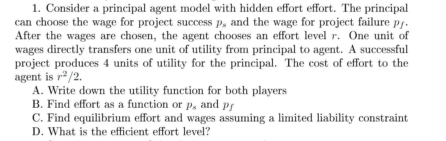 principal can choose the wage for project success p8 and the wage