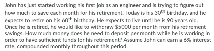 and is trying to figure out how much to save each month