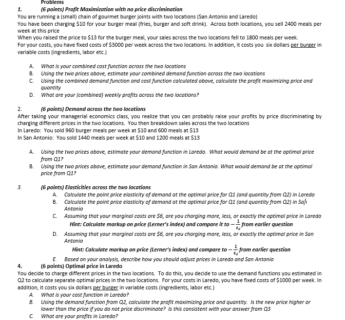 Problems 1. ['6 points} Pro t Maximiza tion with no price