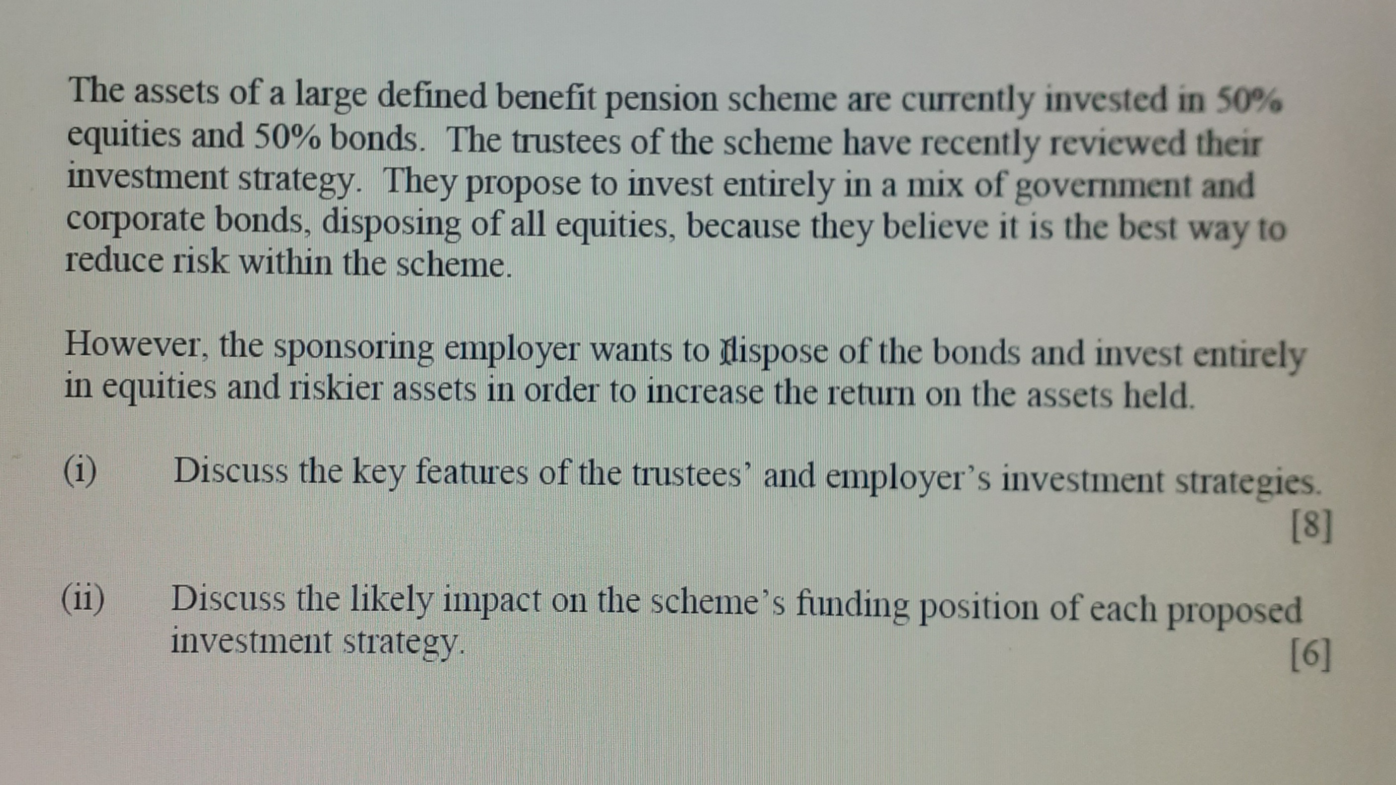 investment strategy. They propose to invest entirely in a mix of government