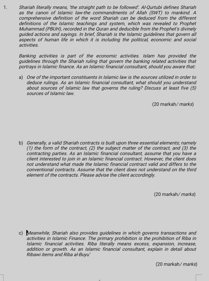  please answer the questions according the marks that given to each