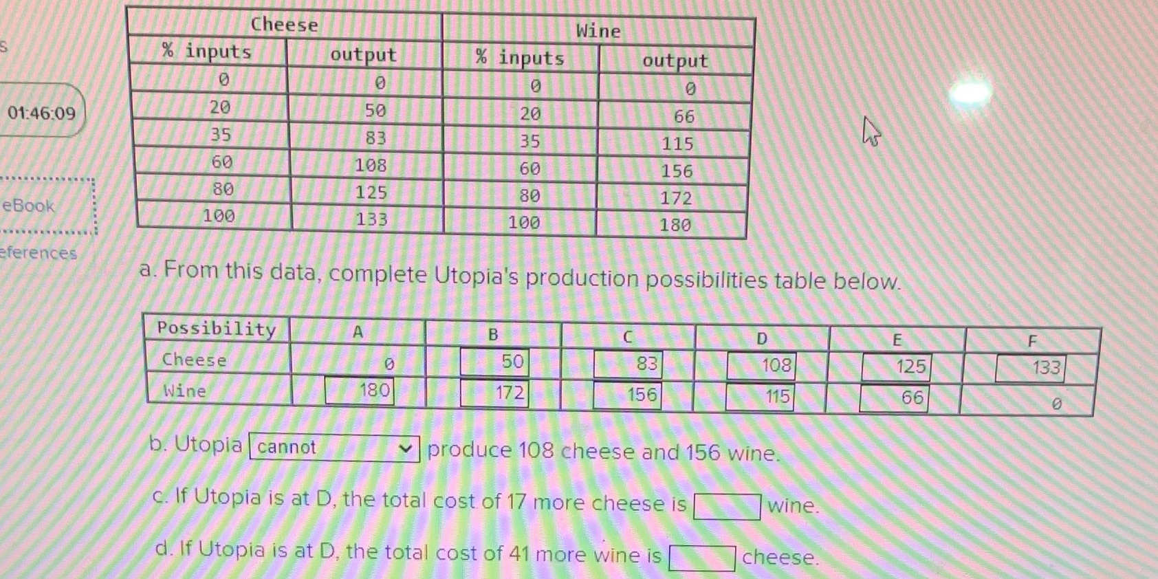  Cheese Wine % inputs output % inputs output 0 0 01:46:09