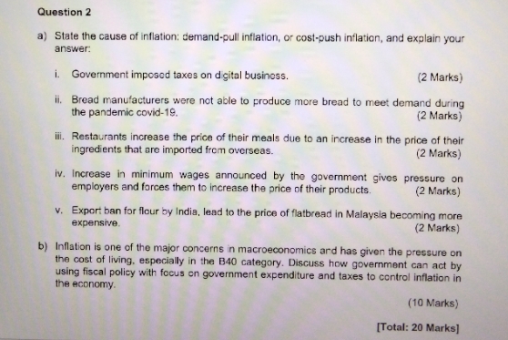 the cause of inflation: demand-pull inflation, or cost-push inflation, and explain your