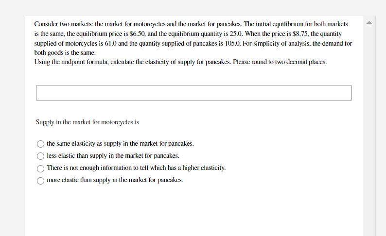 markets: the market for Morcyclm and the market for parmkes. The initial