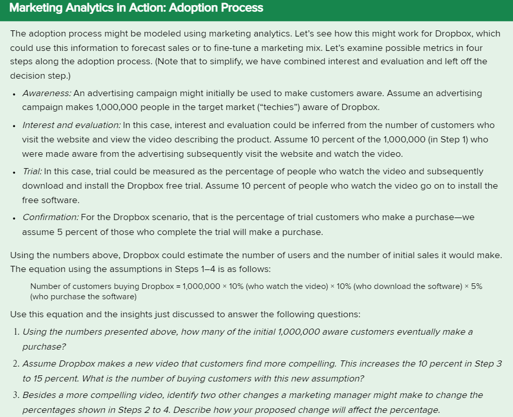 modeled using marketing analytics. Let's see how this might work for Dropbox,