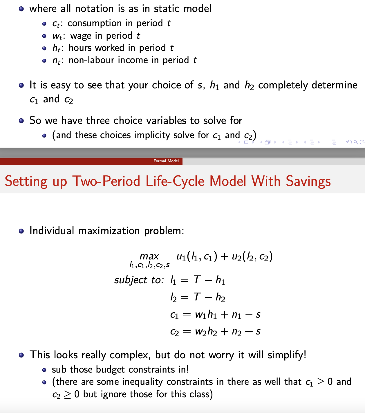 becomes two static problems: max U1 ([1, C1) 11,61 subject to: ll