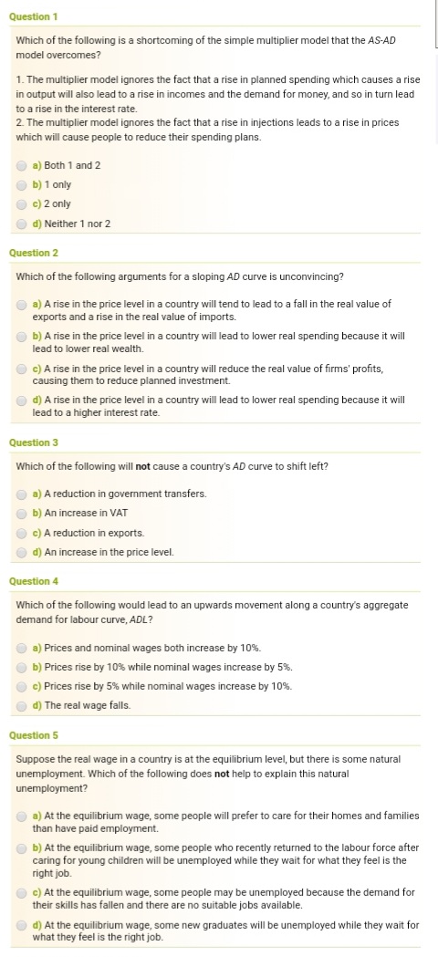 AS-AD model overcomes? 1. The multiplier model ignores the fact that a
