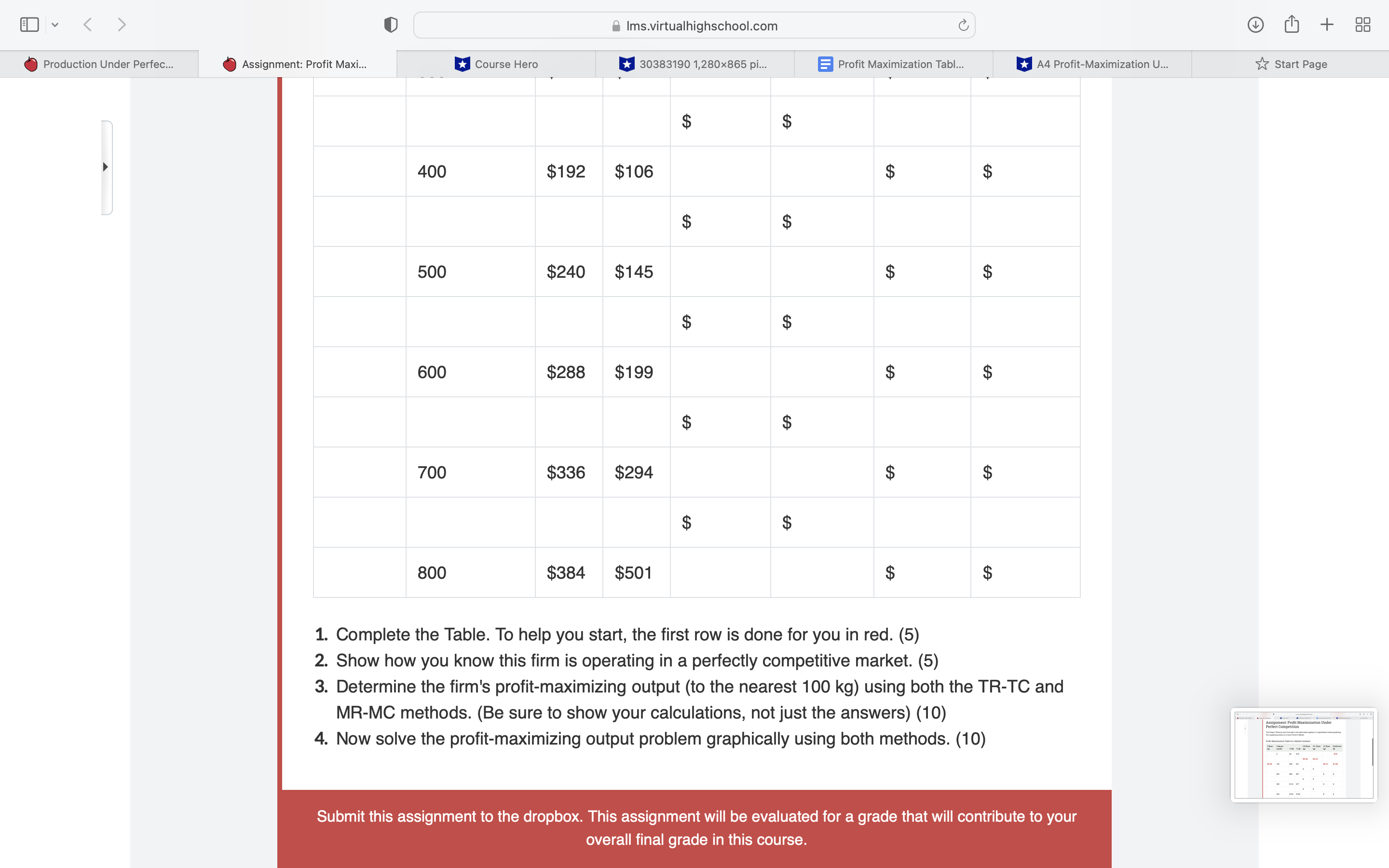 Hero *30383190 1,280x865 pi.. Profit Maximization Tabl... A4 Profit-Maximization U. Start Page