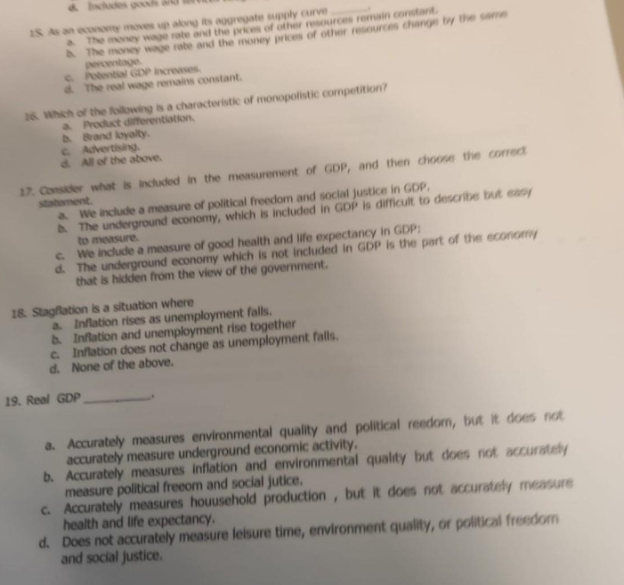  please answer 15 As an costly moves up along its aggregate