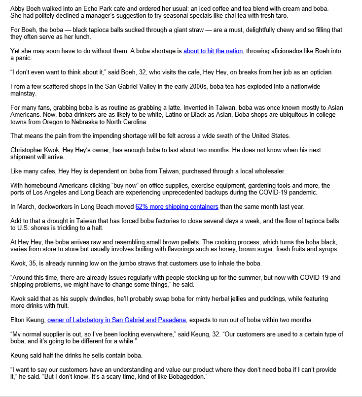 equilibrium quantity of boba change as a result of the event. (ie