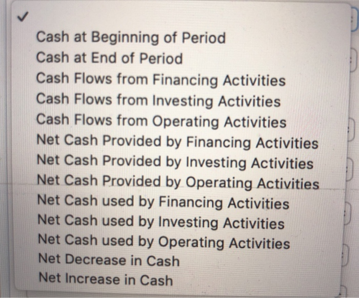 provided (used) by operating activities section of the company's statement of cash
