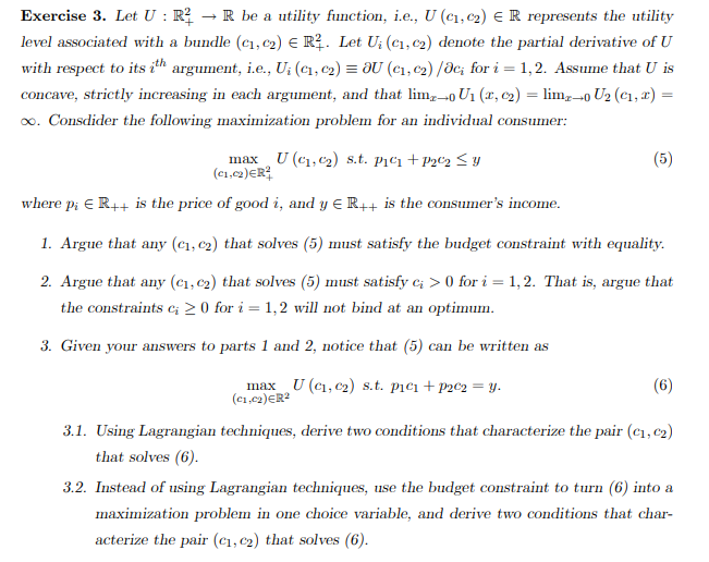 Question, Exercise 3. Let U : R3 - R be a