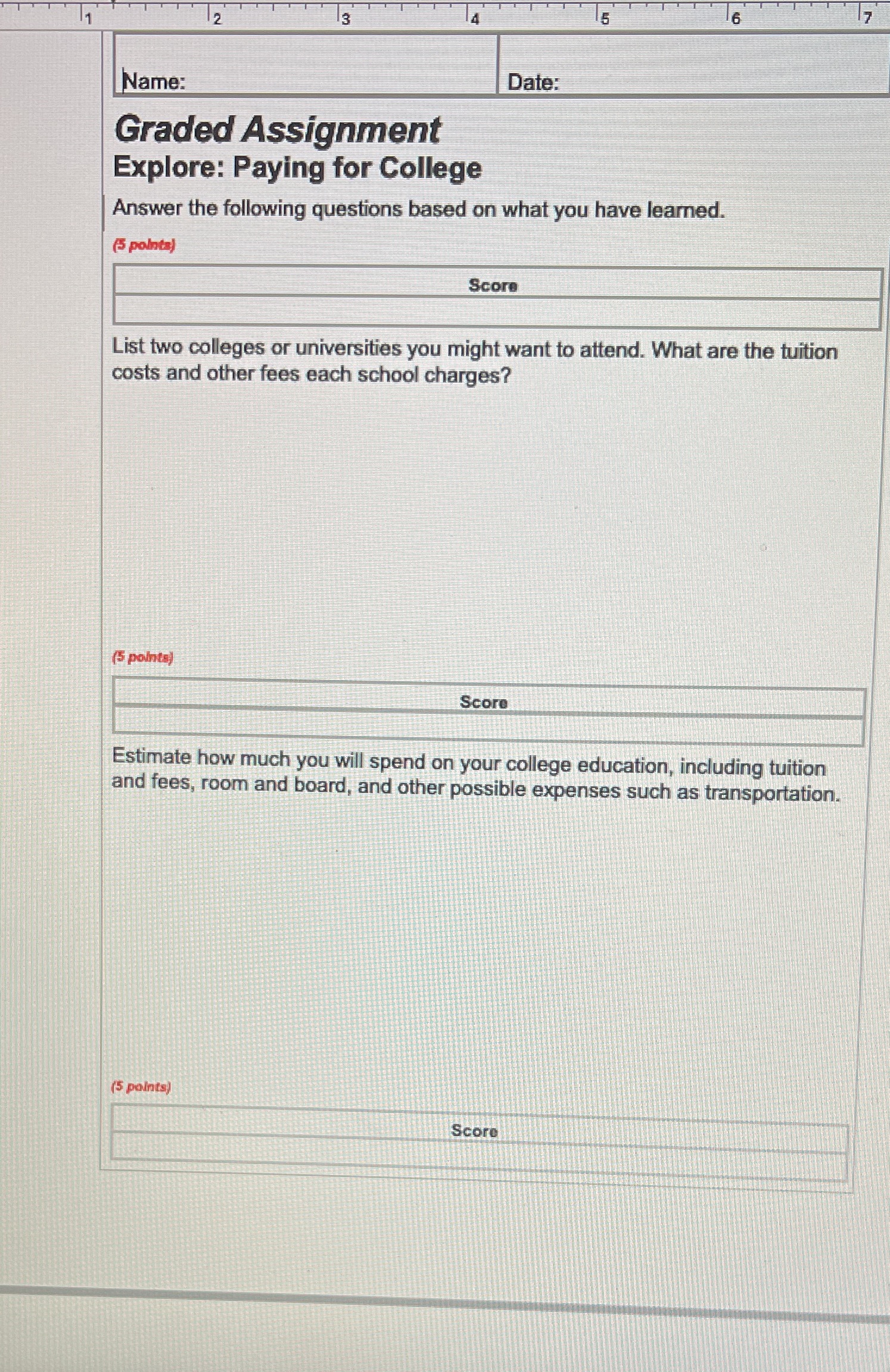 Answer the following questions based on what you have learned (5 points)