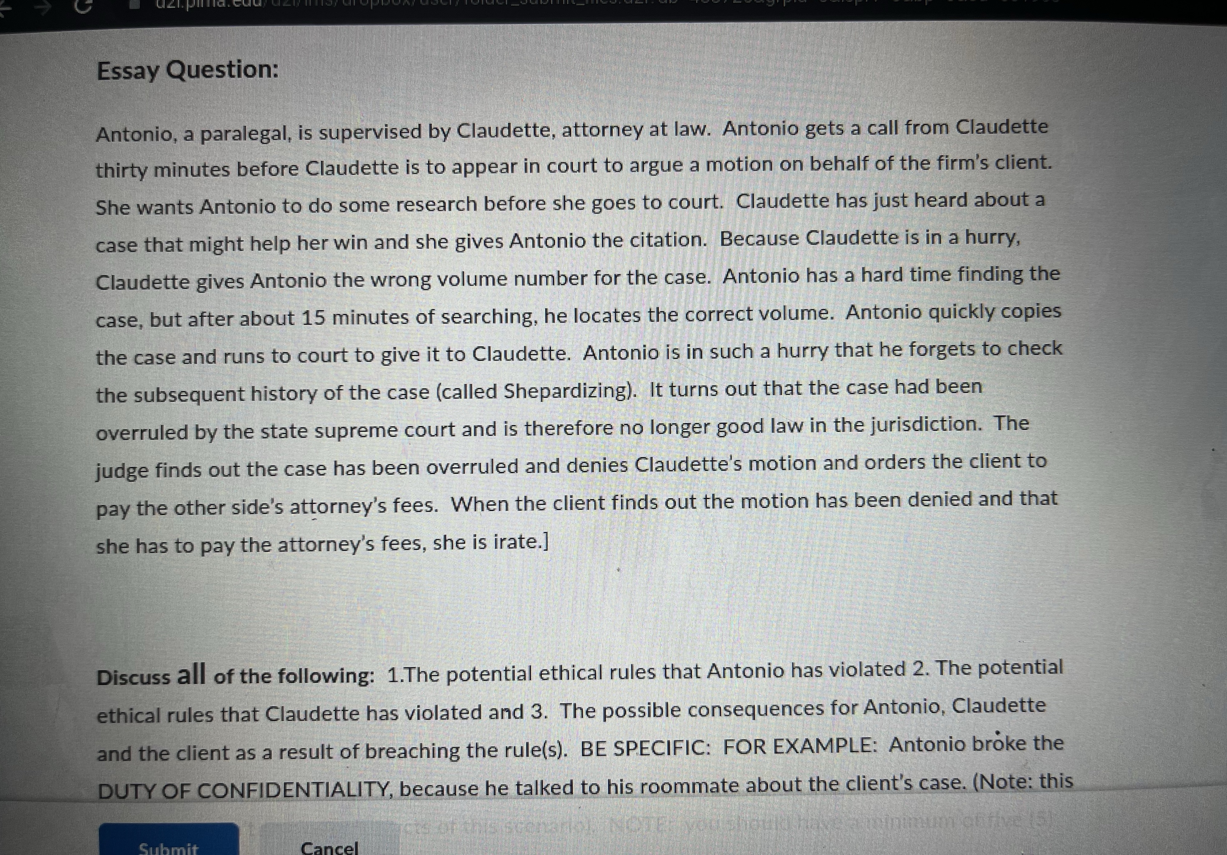  I need help identifying and explaining what ethical rules Antonio and